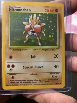 Hitmonchan 7/102- Base Set WOTC Rare Holo Pokemon TCG Card - Image 1