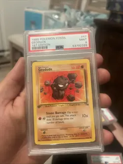 Pokemon TCG Geodude Fossil 47, 1st Edition Common Card PSA 9 - Image 1