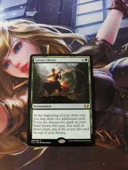 MTG Sticker CEDH Sylvan Library Green Enchantment - Image 1