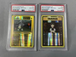 2016 Pokemon XY Evolutions Reverse Foil Holo Magnemite & Brock's Grit PSA 10 Lot - Image 1