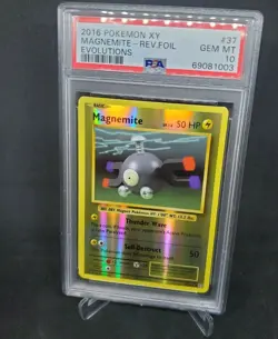 2016 Pokemon XY Evolutions Reverse Foil Holo Magnemite & Brock's Grit PSA 10 Lot - Image 4