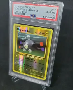 2016 Pokemon XY Evolutions Reverse Foil Holo Magnemite & Brock's Grit PSA 10 Lot - Image 5