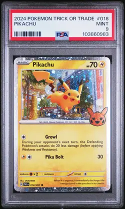 2024 POKEMON TRICK OR TRADE #018 PIKACHU PSA 9 - Image 1