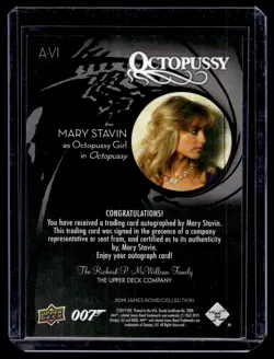 2019 UD Upper Deck James Bond Collection Autograph Mary Stavin as Octopussy Girl - Image 2