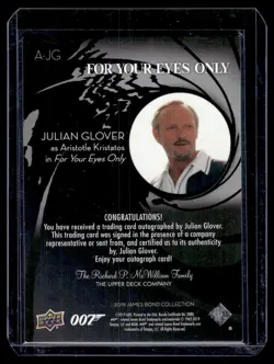 2019 UD Upper Deck James Bond Collection Autograph Julian Glover as Aristole - Image 2