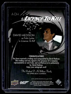 2019 UD Upper Deck James Bond Collection Autograph David Hedison as Felix Leiter - Image 2
