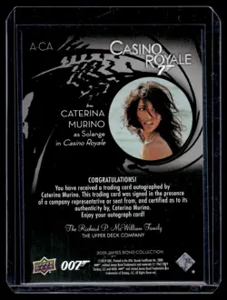 2019 UD Upper Deck James Bond Collection Catherina Murino as Solange Auto Casino - Image 2