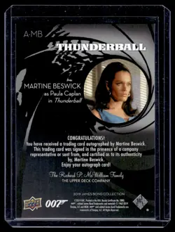 2019 UD Upper Deck James Bond Collection Martine Beswick as Paula Caplan Auto - Image 2