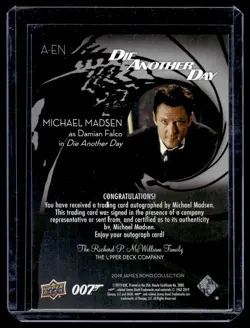 2019 UD Upper Deck James Bond Collection Michael Madsen as Damian Falco Auto Die - Image 2