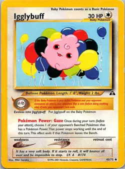 Igglybuff Uncommon Neo Discovery 40/75 LP Pokemon TCG - Image 1
