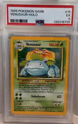1999 Pokemon Base Set Unlimited #15 Venusaur-Holo Card PSA 5 - Image 1