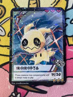 Pokemon Parody Cards by Tiredbutwoke, v3 / Set 3 - Mimikyu Holographic Card - Image 1
