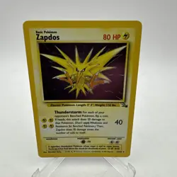 Pokemon TCG Zapdos Holo Rare Card 15/62 MP Fossil Unlimited 1999 LP - Image 1