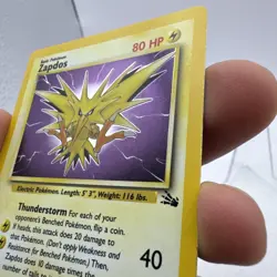 Pokemon TCG Zapdos Holo Rare Card 15/62 MP Fossil Unlimited 1999 LP - Image 4