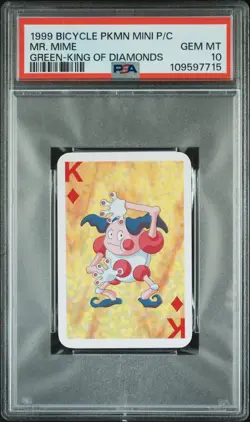 1999 BICYCLE POKEMON MINI PLAYING CARDS GREEN DECK MR. MIME PSA 10 - Image 1