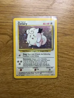 Pokemon TCG Base Set Clefairy 5/102 Holo Rare Card LP - Image 1