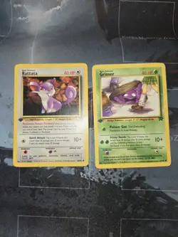 Team Rocket 1st Edition 2 Card Lot Grimer & Rattata Pokemon - Image 1