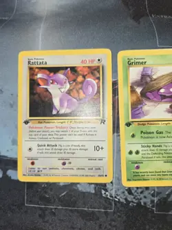 Team Rocket 1st Edition 2 Card Lot Grimer & Rattata Pokemon - Image 3