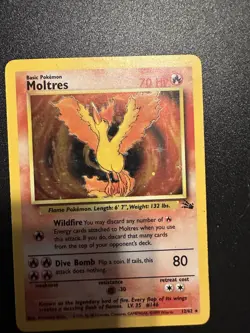 Pokemon TCG Moltres Holo Rare Card 12/62 Fossil Set 1999 - Image 1