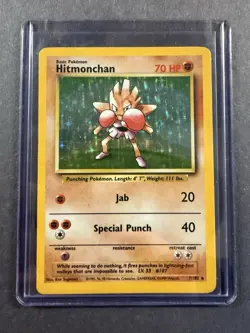 Pokemon TCG Hitmonchan Base Set Holo Unlimited Rare Card 7/102 - Image 3