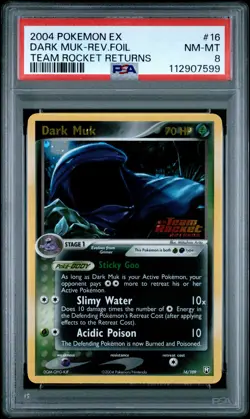 2004 POKEMON EX TEAM ROCKET RETURNS #16 DARK MUK-REVERSE FOIL PSA 8 - Image 1