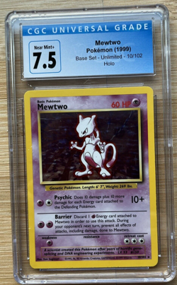 Pokemon Mewtwo Base Set Unlimited Holo Rare 10/102 WOTC 1999 Near Mint CGC 7.5 - Image 1