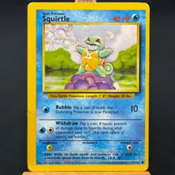 Squirtle - 63/102 - Base Set - Unlimited - Common - Pokemon - WOTC - Damaged - Image 1