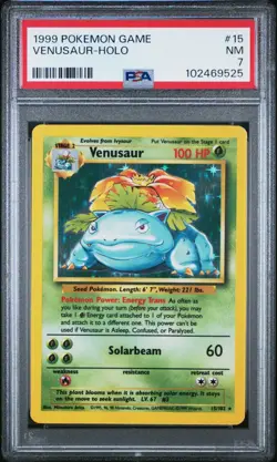1999 Pokemon TCG Venusaur 15/102 - Holo - PSA 7 TCG Unlimited Base Set - Image 1