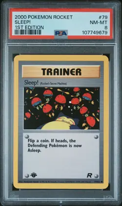 2000 POKEMON ROCKET 1ST ED #79 SLEEP! PSA 8 - Image 1