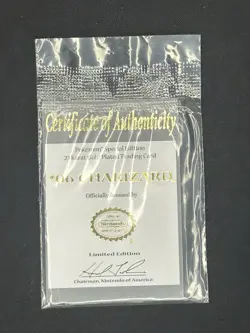 1999 BURGER KING POKEMON 23K GOLD CHARIZARD CERTIFICATE OF AUTHENTICITY SEALED - Image 1
