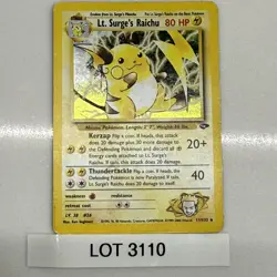 Lt Surges Raichu Holo 11/132 Gym Challenge Pokemon Card 2000 WoTC - Image 1