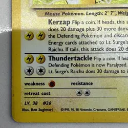 Lt Surges Raichu Holo 11/132 Gym Challenge Pokemon Card 2000 WoTC - Image 5