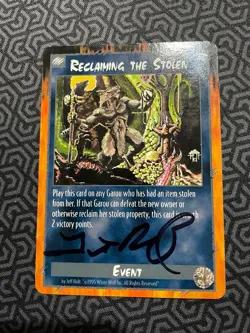 White Wolf RAGE CCG Reclaiming the Stolen 🐺 SIGNED BY DEV 🐺 Event Card - Mint - Image 2