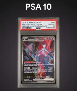 2025 POKEMON DRI SPECIAL ILLUSTRATION RARE #231 TEAM ROCKET'S MEWTWO EX PSA 10 - Image 1