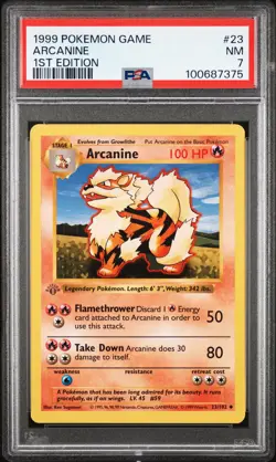1999 POKEMON BASE SET 1ST EDITION #23 ARCANINE PSA 7 - Image 1