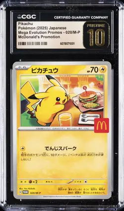 2025 POKEMON JPN MEGA EVOLUTION MCDONALDS PROMO #020/M-P PIKACHU CGC 10 PRISTINE - Image 1