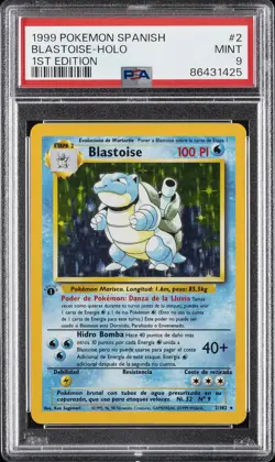 1999 POKEMON SPANISH 1ST ED #2 BLASTOISE-HOLO PSA 9 - Image 1