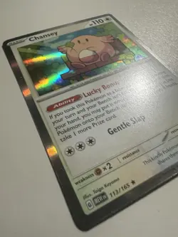 Chansey Pokemon Card 113/165 Holo Rare Trading Card Game - Image 3