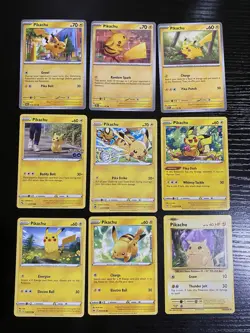 Pokemon TCG Pikachu Collection From 9 Different Art/Set English Cards NM - Image 1