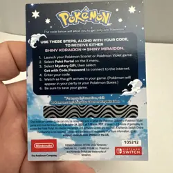 Pokemon Scarlet and Violet Shiny Koraidon OR Miraidon Gamestop Promo Card Code - Image 2