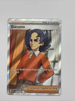 Pokemon TCG Prismatic Evolutions Rare Ultra Giacomo Card 138/131 Mint Condition - Image 1