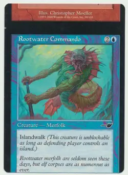 MTG Magic the Gathering Nemesis Miscut Rootwater Commando LP Light Play!! - Image 1