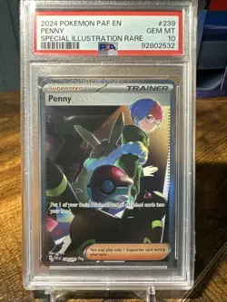 2024 POKEMON PAF EN-PALDEAN FATES SPECIAL ILLUSTRATION RARE #239 PENNY PSA 10 - Image 1