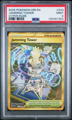 2025 POKEMON DRI EN-DESTINED RIVALS HYPER RARE #243 JAMMING TOWER PSA 9 - Image 1