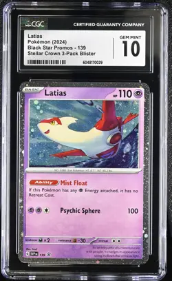POKEMON CGC 10 GEM MINT LATIAS COSMOS HOLO 139 STELLAR CROWN 3 PACK BLISTER - Image 1