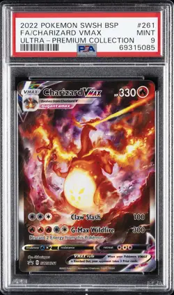 2022 POKEMON SWSH BLACK STAR PROMO #261 FULL ART/CHARIZARD VMAX PSA 9 - Image 1