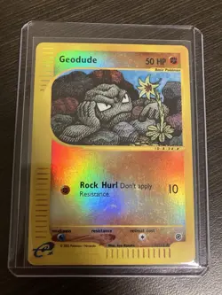Pokemon 2002 Geodude Reverse Holo Card 110/165 Expedition Base Set - Image 1