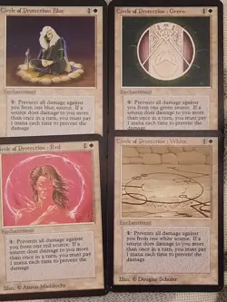 Mtg Alpha Circle Of Protection Blue, Green, Red, And White (4 Card Set) - Image 1