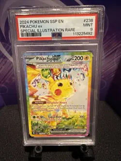 Pokemon TCG Surging Sparks Pikachu EX Card 2024 SIR, 238/191, PSA 9 Mint!! - Image 1