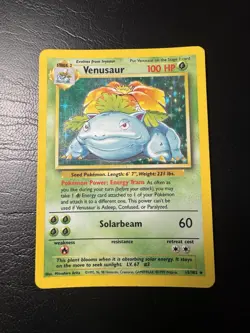 Pokemon TCG Venusaur Base Set Holo Unlimited Rare Card 15/102 LP Condition - Image 1